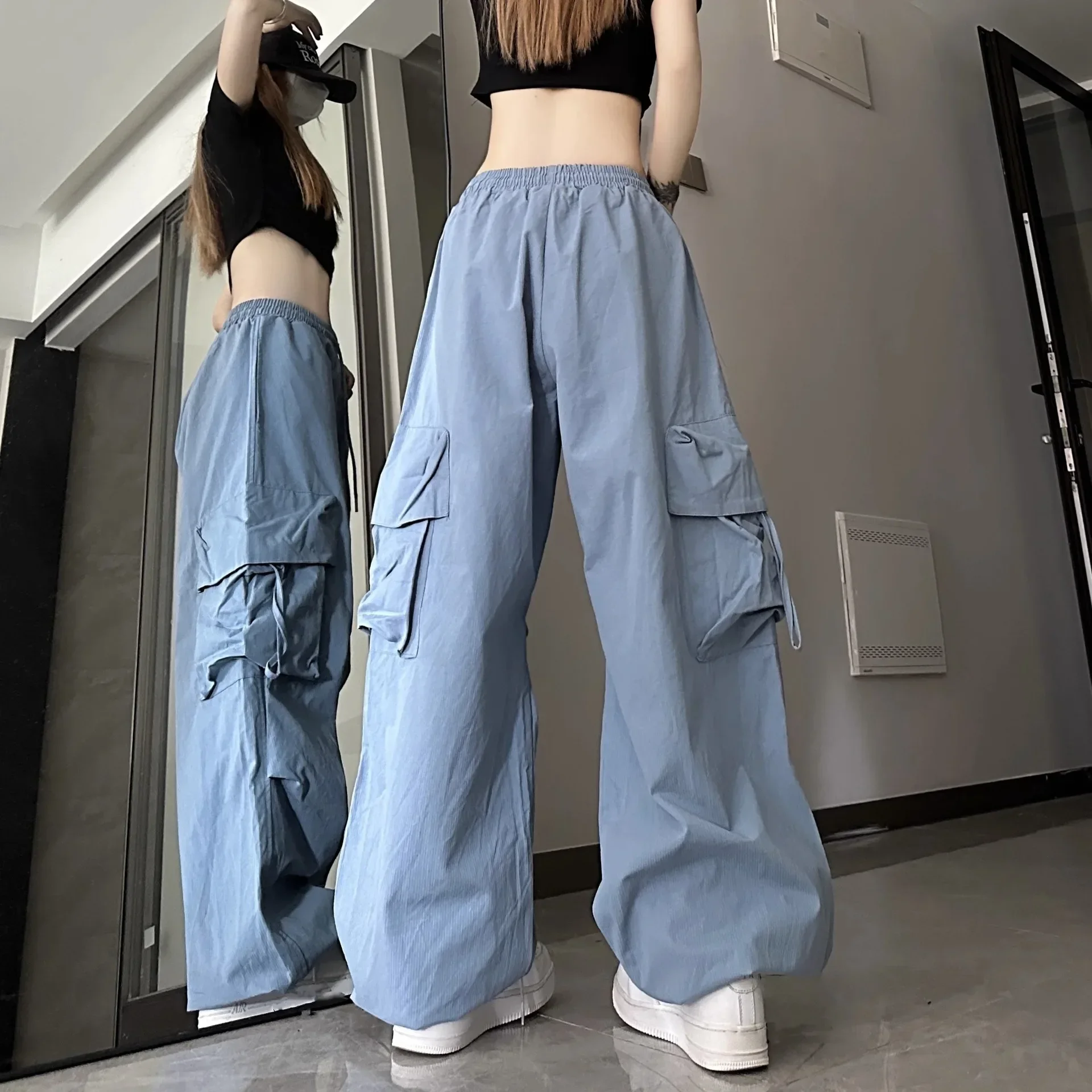 Neue Sommerhose für Teenager-Mädchen, locker geschnitten, mit hohem Bund und weitem Bein, für Studentinnen, gerade geschnittene Hose, sportliche, bodenlange Freizeithose für Damen. – Detail 15