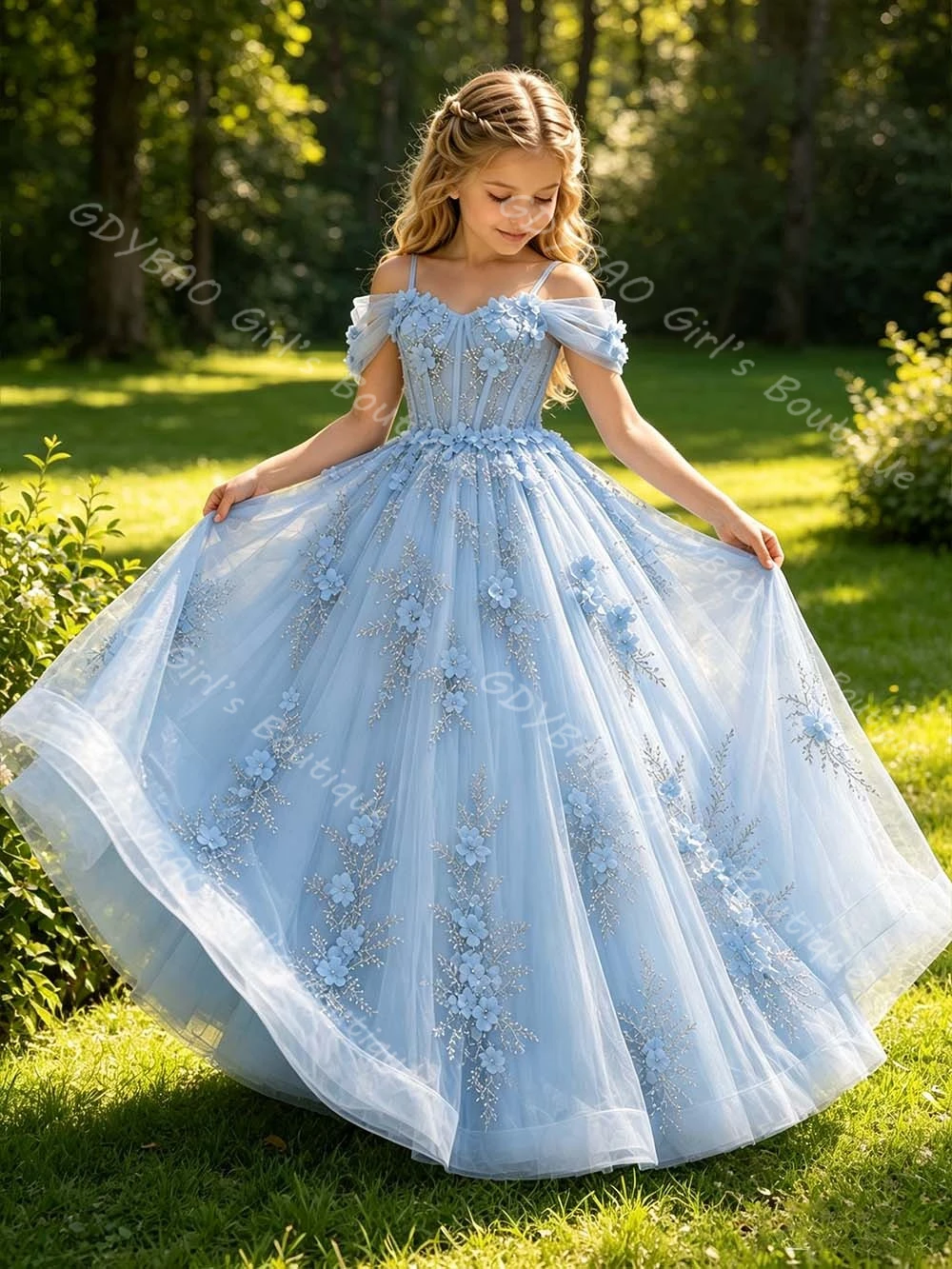 فستان أميرة أزرق ثلاثي الأبعاد - مراجعة Toddler Girl Tulle Party Dress وسعره
