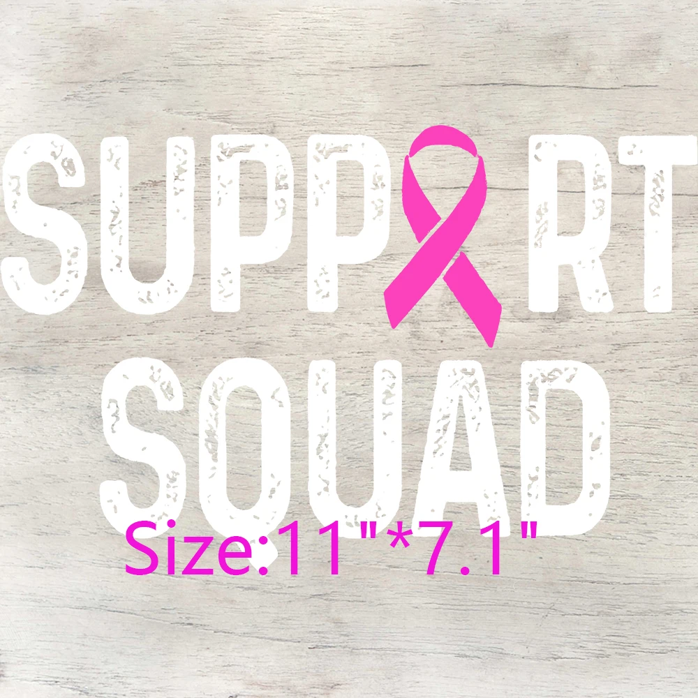 DIY Ready To Press DTF Transfers Fight Breast Cancer In All Colors Support Squad Flowers Cross Full Color T-shirt Heat Transfer