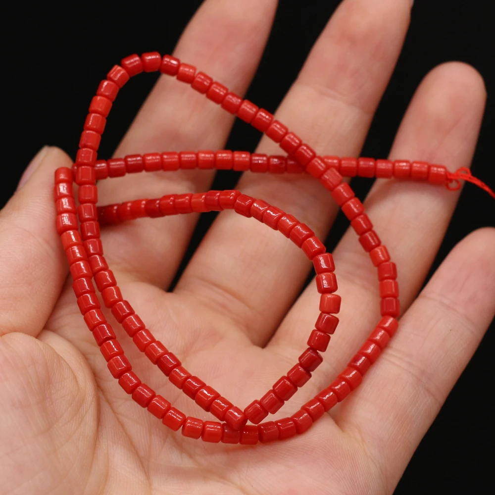 Coral Beads Red Cylindrical Shape Isolation Beads for Jewelry Making DIY Fashion Bracelet Necklace Accessories Size 3x3mm