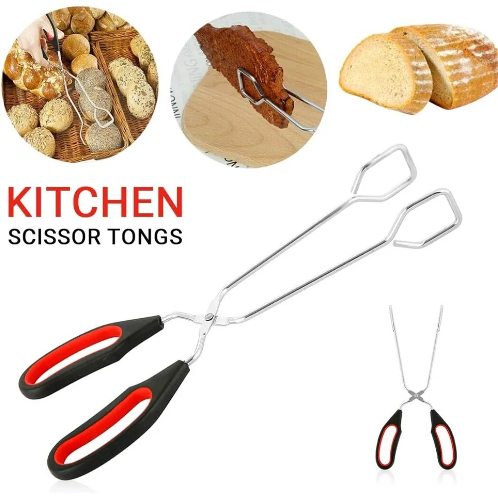 BBQ Tools Barbecue Scissor Tongs Grilled Food Tong Long Handle Scissor BBQ Bread Roast Clip Tool for Flipping Food Easy To Clean