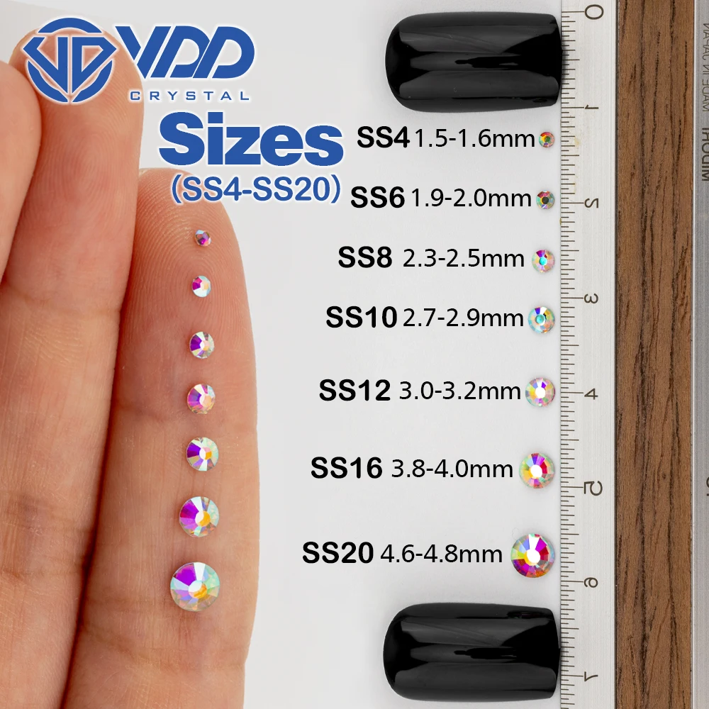 Imagem -05 - Vdd-ab Vidro Strass Cristal Flatback Pedras Faça Você Mesmo Nail Art Decoração Qualidade Superior Cor Ss4-ss20 Aaaaa Bulk Atacado 14400 Pcs