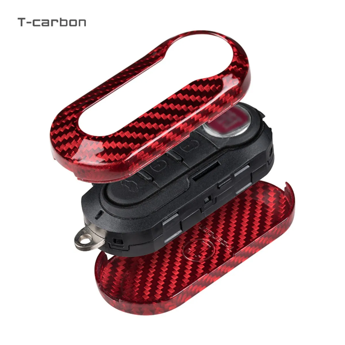 

T-carbon Carbon Fiber Car Key Case Cover For Fiat Freemont 500 500L Panda Punto Bravo 3 Button Key Case Fob Accessories