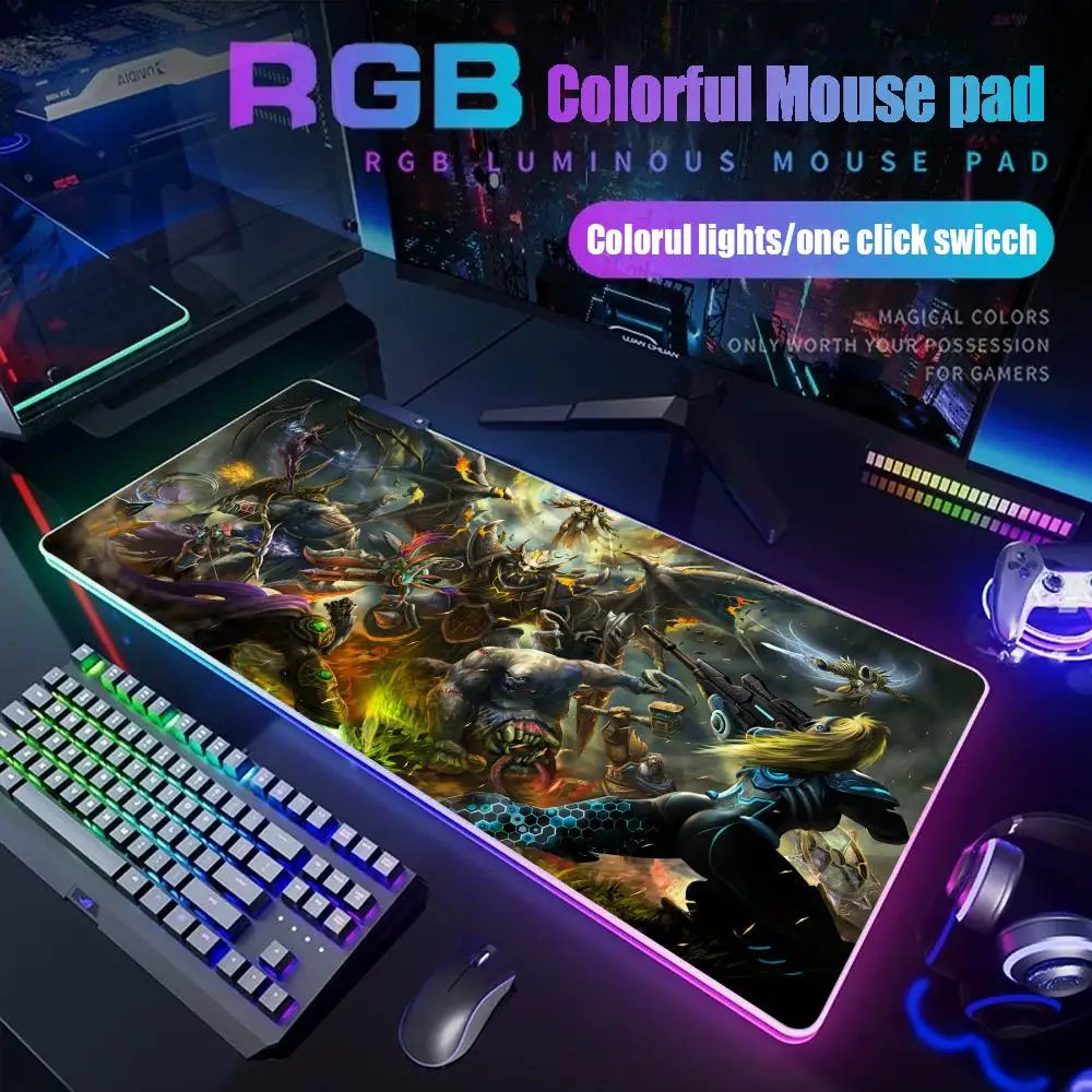 

World of Warcraft Mouse Pad Gamer Rgb Desk Mat Back Light Led Mousepad Setup Gaming Accessories Deskmat Big Mousepepad Backlight