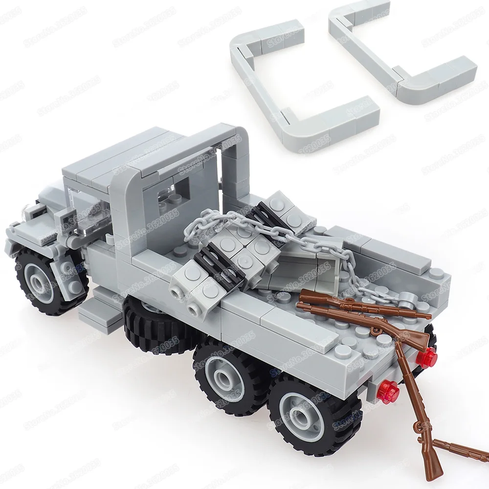 US military WW2 Building Block GMC CCKW Truck Assemble Transportation Figures Weapons Battle Model Child Christmas Gift Boy Toys