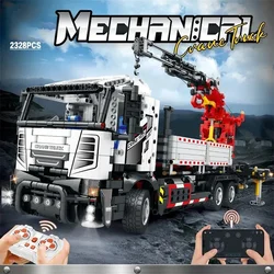 2328 Stuks Multifunctionele Kraan Truck Bouwstenen Afstandsbediening Engineering Voertuig Rc Auto Bakstenen Kids Speelgoed Verjaardagscadeaus