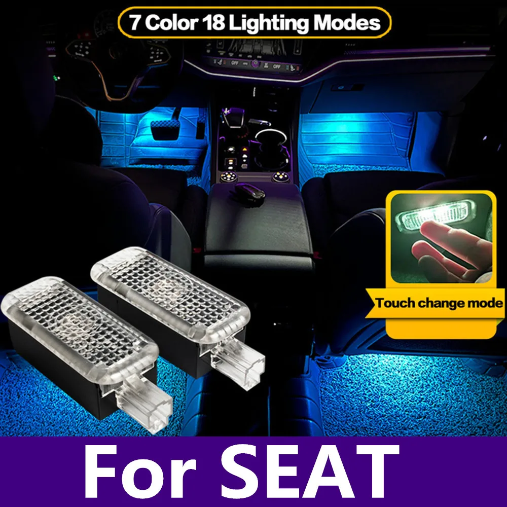 2X RGB LED Auto Innenraum Fußraumbeleuchtung Ambiente-Lampe Zubehör für SEAT Ateca Leon 5F MK3 Ibiza ST Toledo KG MK4 Alhambra 7N – Detail 1