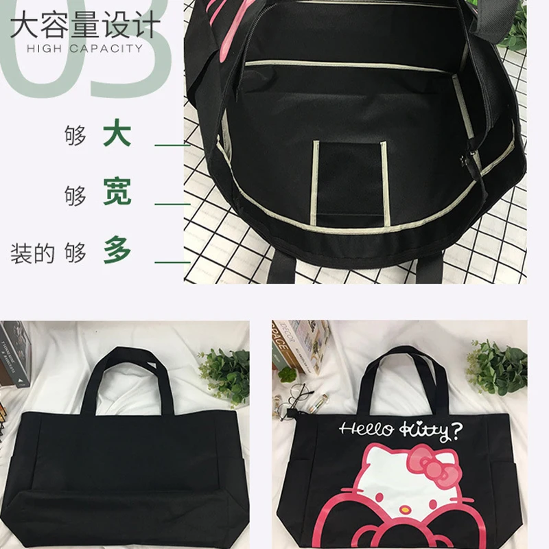 Kawaii Hello Kitty Sanrio Canvas Bag Cute Anime Large Capacity Shopping Bag Portable Shoulder Cartoon Women Storage Bags Gifts