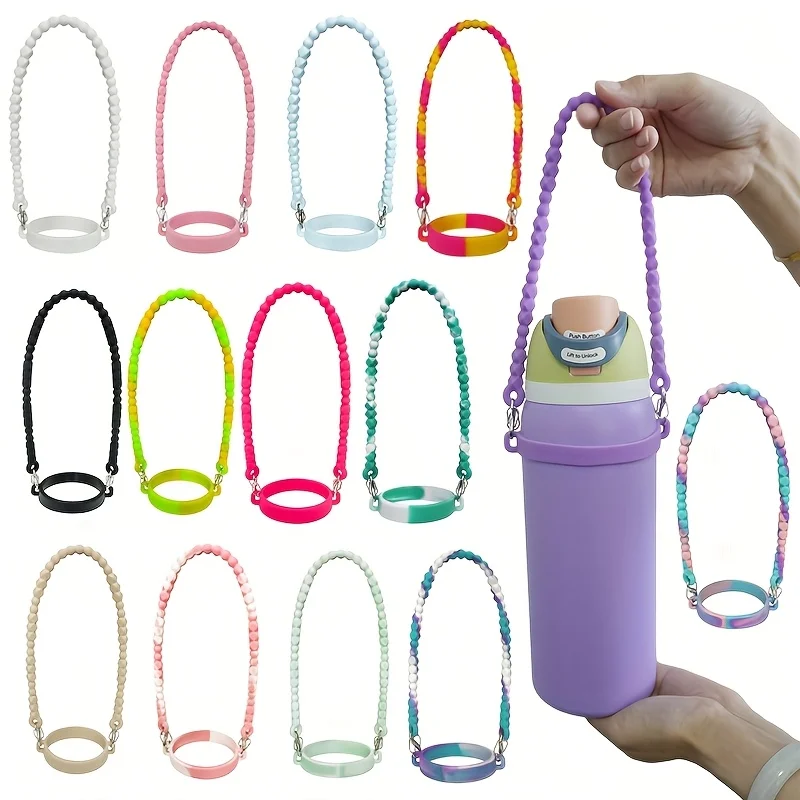 

Silicone Water Bottle Handle, Adjustable Strap Holder for 8-40oz Cups, Universal Bottle Carrier Accessory