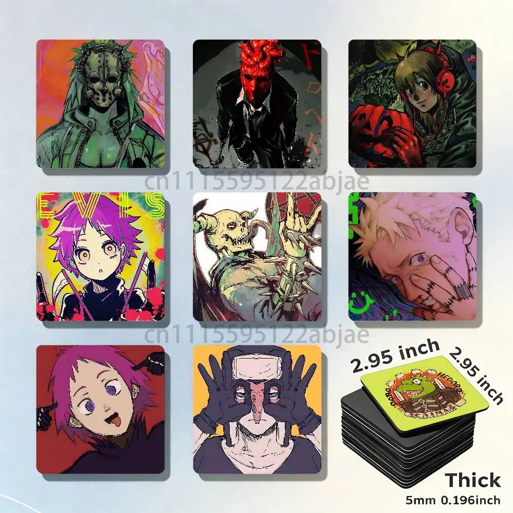 D-Dorohedoro 75mm Square Cute Fridge Magnet Decorative Refrigerator Magnet Home Kitchen Decoration Souvenir Gift