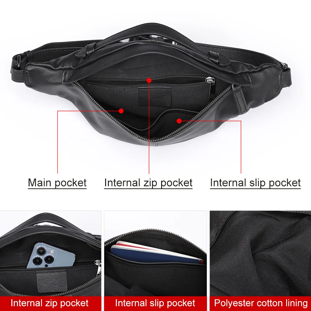 Riñonera de cuero para hombre, bolso de cintura para motocicleta