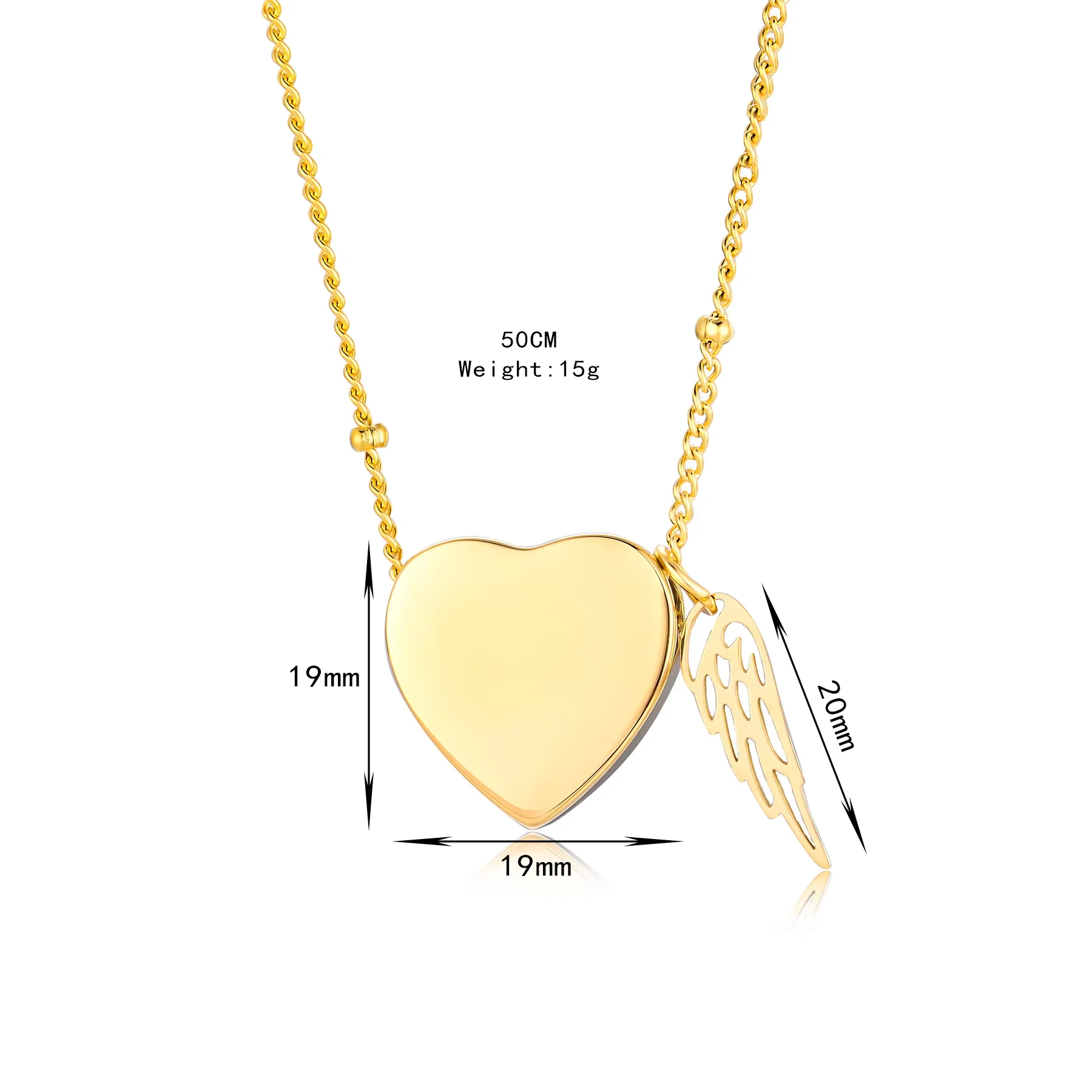 قلادة جرة القلب مع الجناح قلادة من الفولاذ المقاوم للصدأ صورة مخصصة/نص تذكارية لعائلة الحيوانات الأليفة رماد مجوهرات جنائزية ﻿