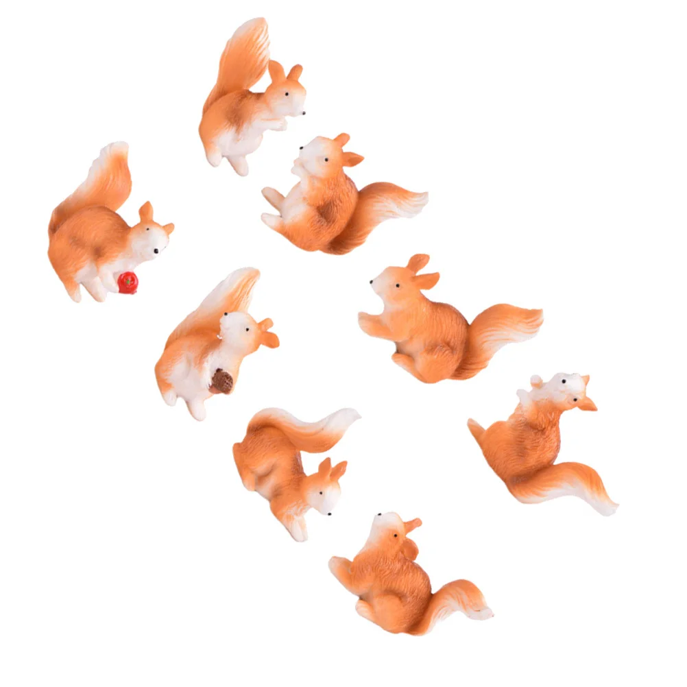 

8Pcs Miniature Squirrel Adornment Resin Garden Ornament Creative Home Office Decor Gift Long Term Use Micro Landscape Ornament