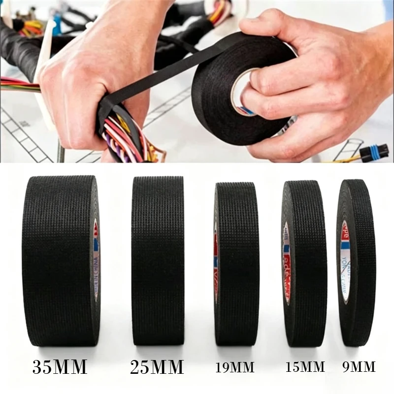 1/3Pcs 32/25/19MM  Heat-resistant Adhesive Cloth Fabric Tape for Automotive Cable Tape Harness Wiring Loom Electrical Heat Tape