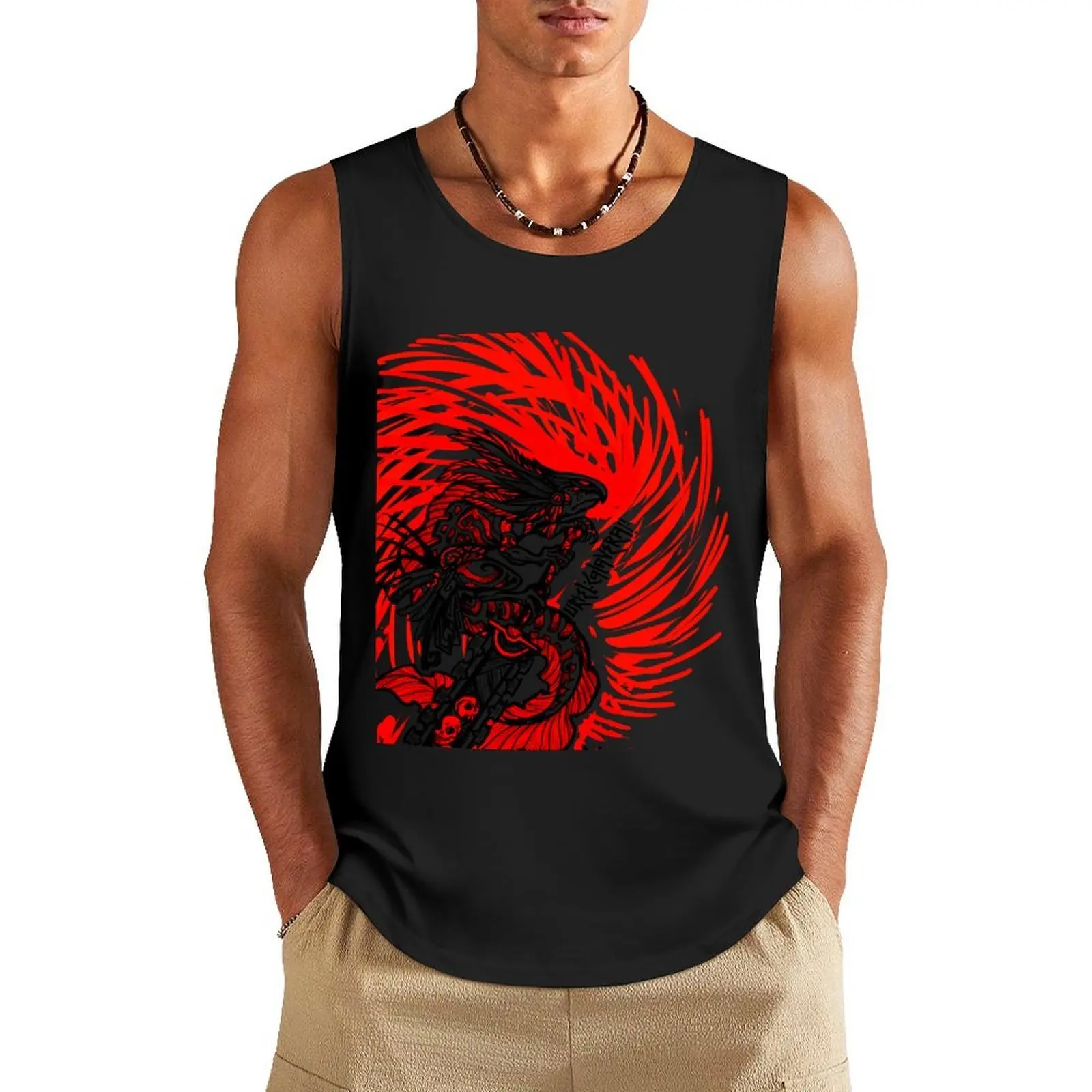 

red warrior axolotl berserk Tank Top Men's clothing brands sleeveless shirt man gym Men's gym t-shirts Men's summer t-shirt
