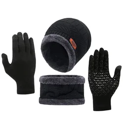 New Winter Men Women Thick Beanie Hat Knitted Hat Winter Cap Beanie Female Wool Neck Scarf Cap Balaclava Mask Bonnet Hats Set