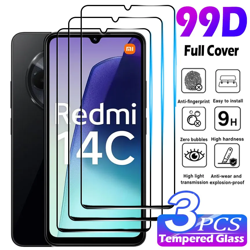 1-3Pcs Protective Glass For Xiaomi Redmi 14C 13C 4G 13 13R Tempered Screen Protector Redmi 12 11A 10X 5G 10 9 9A 9T 8 Glass Film