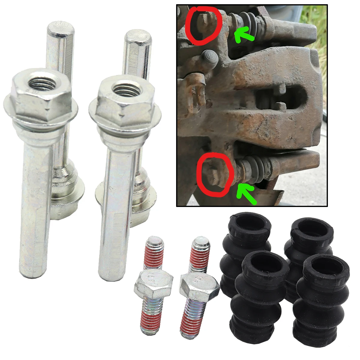 Kit de reparación de piezas de la guía deslizante del cilindro de la pinza de freno, pasador, buje y retén para Jeep CHEROKEE KJ KK, Lada LARGUS, Fiat FREEMONT 345