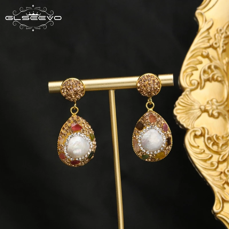 GLSEEVO Delicate Pear CZ Drop Earrings Women Crystal High Quality Versatile Nice Gift Love Fashion Jewelry Daily Party Earrings