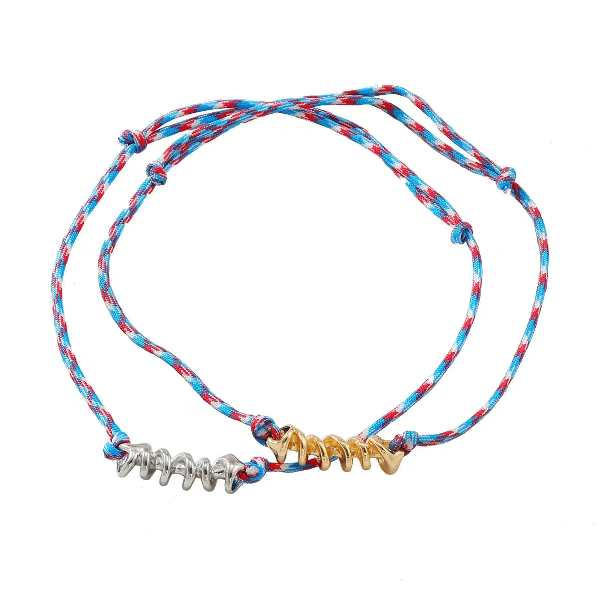 ZAA New Two-piece Set Colorful Rope Metal Twisted Pendant Necklace