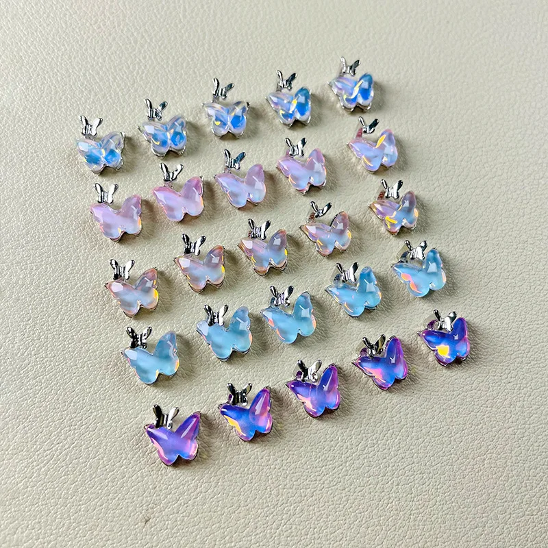 10PCS Luxury Alloy Butterfly Nail Art Rhinestones Charms Supplies Jewelry Parts Accessories For Nails Art Decoration Materials