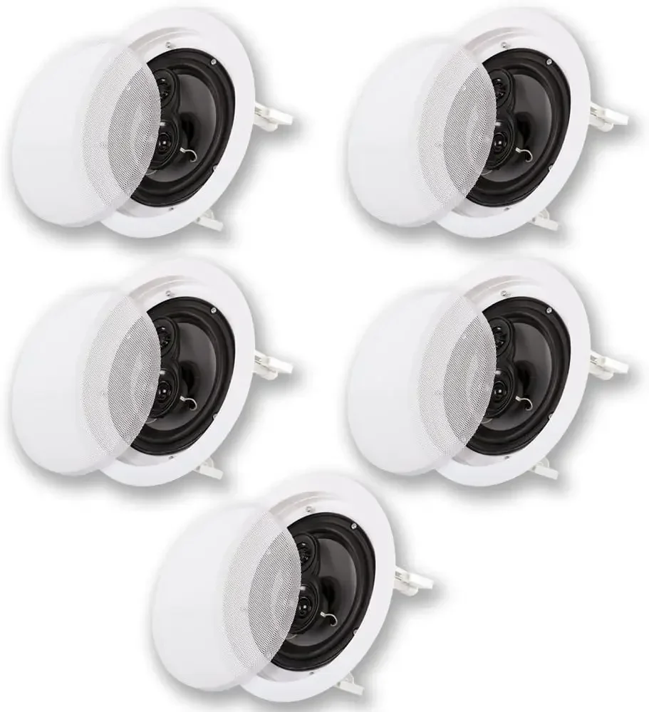 CS-IC83 8” 3-Way In Ceiling Home Theater Speaker System (White, 5 Speakers)