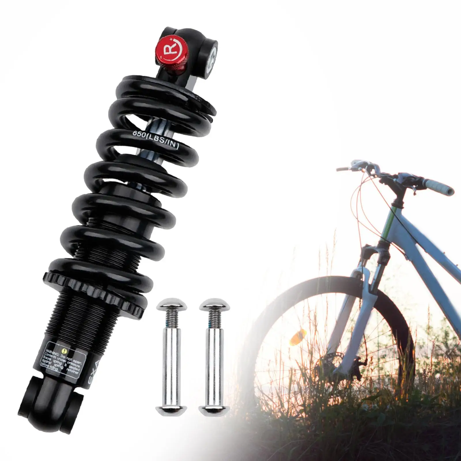 Bicycle Rear Spring Shock, Road Bikes Damping Shock, 165mm, Adjustable Bike Coil Shock Absorber