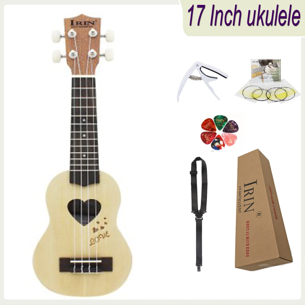 IRIN 17 Inch Ukulele Spruce Wood Instrument 4 String Hawaiian Guitar Ukulele for Adult Gifts Kids Educational Enlighten Tools