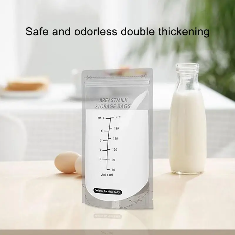 

Double Zipper Closure Breast Milk Freezer Bags Storage Container For Home Car Traveling Camping Picnic Accessories 210ml