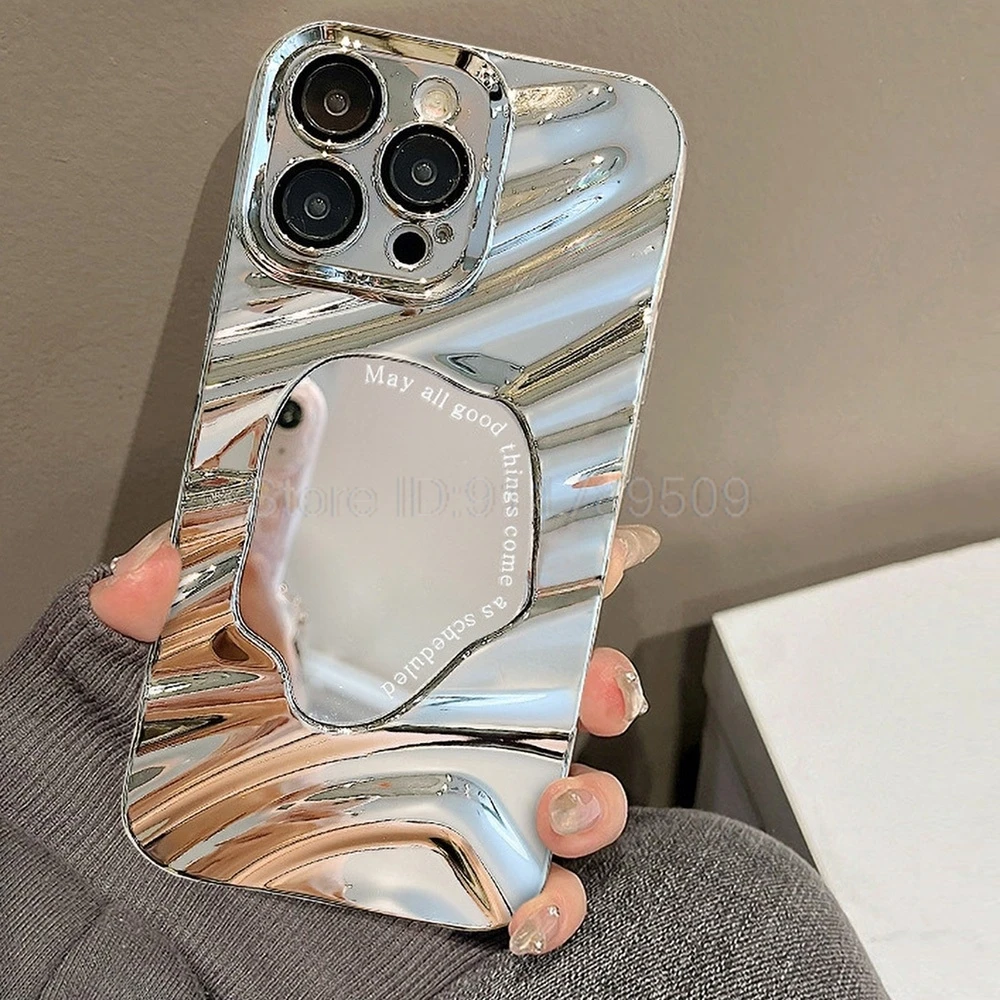 

Wave Mirror Shockproof Funda Phone Case For iPhone 16 Pro Max iPhone 13 15 14 12 11 Pro Max 7 8 Plus Pro X XR XS Max Cover