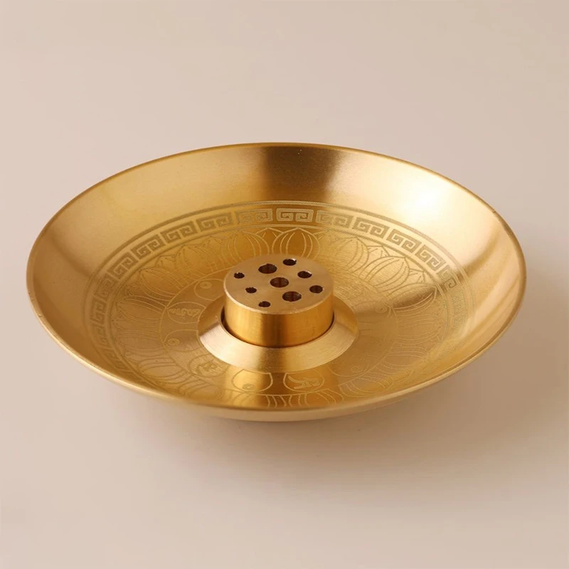 Suporte de incenso redondo com 9 buracos, queimador de incenso, bandeja de placa, suporte de salvia para meditação, ritual de ioga, 1 peça