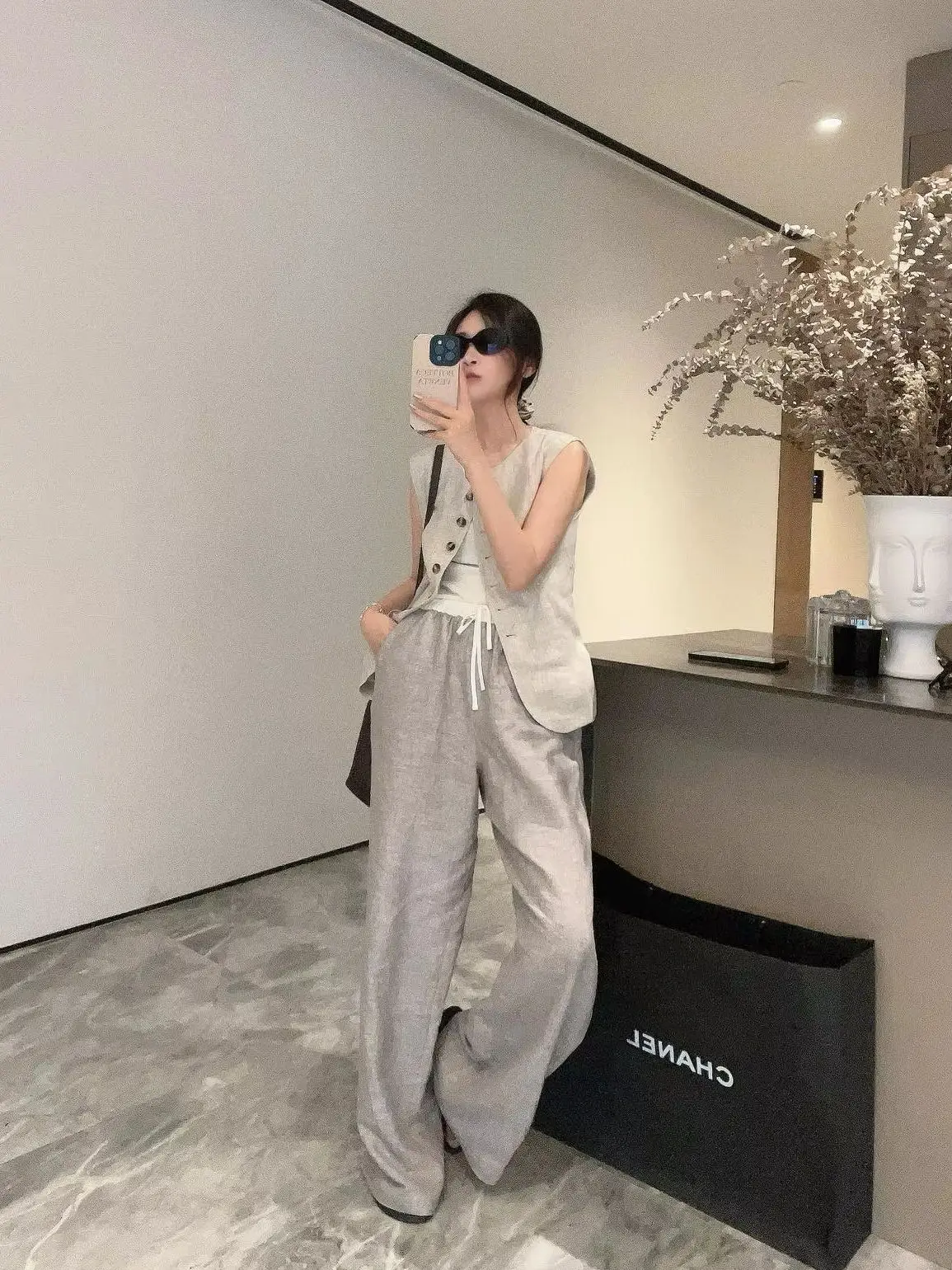 

Summer casual loose wide leg linen pants