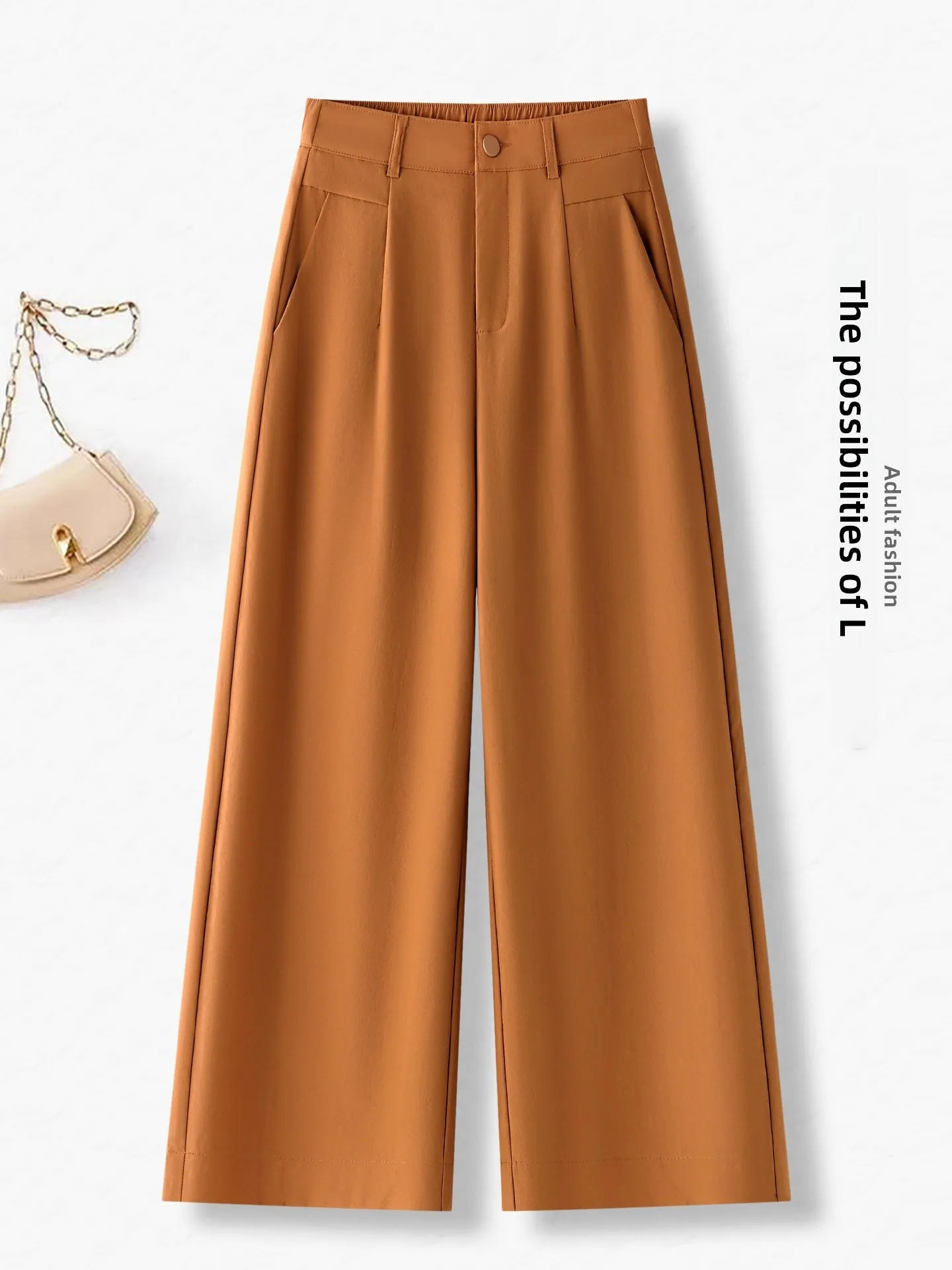 Slim Fit Wide Leg Suit Pants Women's Summer Thin New Small Size High Waist Slimming Casual Nine Point Straight Leg Pants