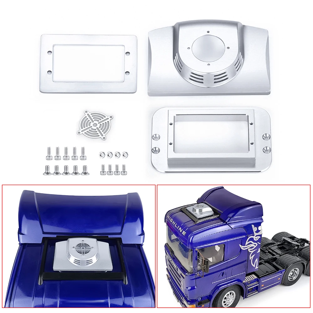 TRINOOD Metal Simulation Roof Air Conditioner Sunroof Decorate for 1/14 Tamiya R620 R470 R730 SCANIA VOLVO BENZ RC Truck Parts
