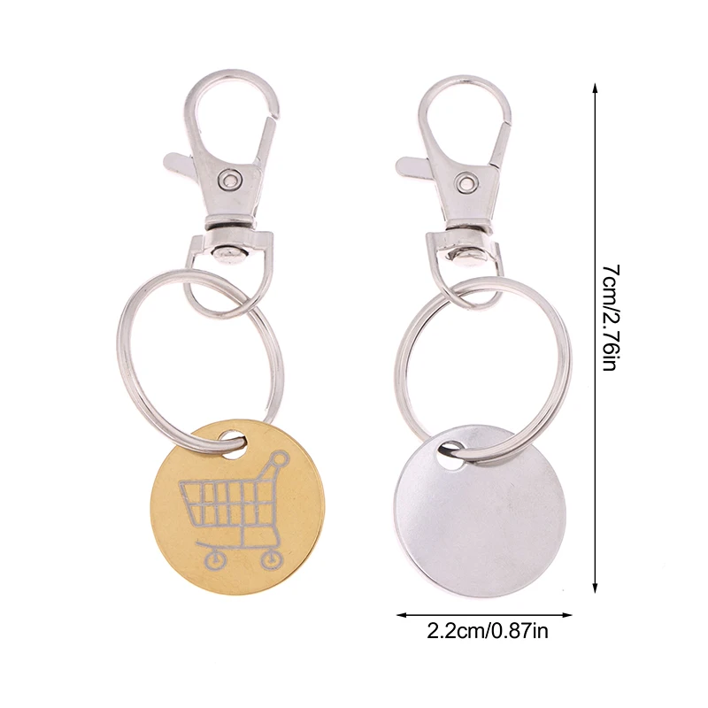 عربة التسوق الرموز حلقة رئيسية مع حلقة تسلق هوك معدن صغير عربة سوبر ماركت مزيل عملة تسمية المفاتيح للجنسين #6
