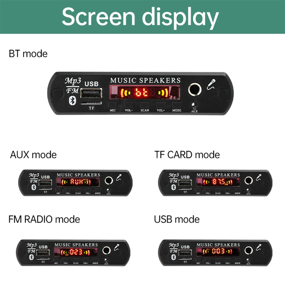 DC 12V Bluetooth 5.0 MP3 WMA WAV APE Decoder Board handsfree Car Audio Microfoon USB TF FM Radio mp3 Muziekspeler Luidspreker