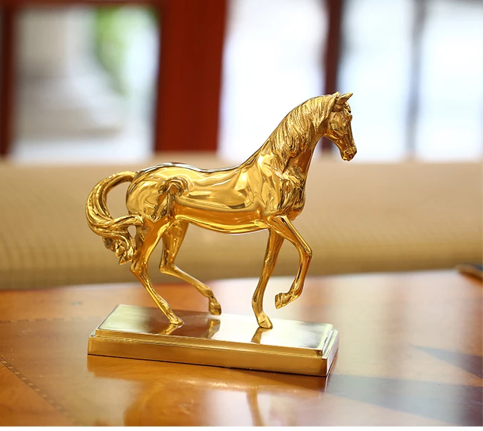 TOP COOL # 2020 office home Business efficacious FENG SHUI Talisman Success Gold-plated HORSE Sculpture ART statue