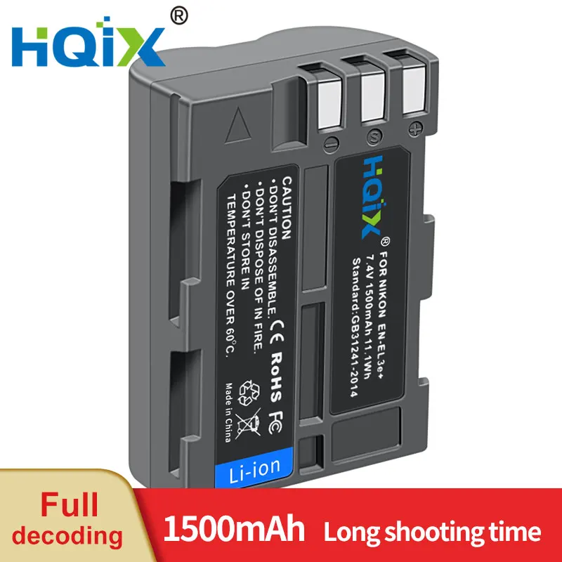 HQIX for Nikon D50 D70 D70S D80 D90 D100 D200 D300S D300 D300S D700 Camera EN-EL3E Charger Battery