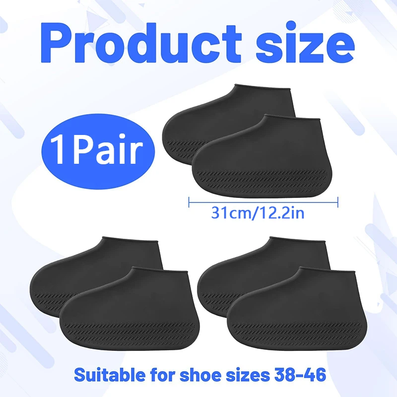 1 Pair Silicone Waterproof Shoe Covers Children Adults Wear Resistant Portable Rainwater Shoes Cover Reusable for Rainy Days