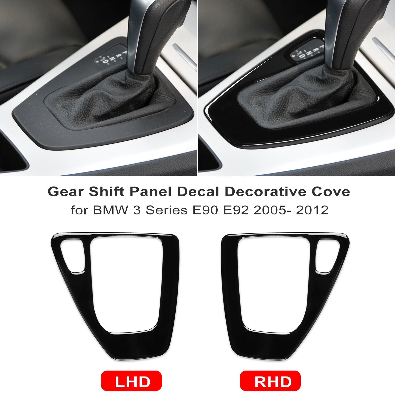 For BMW 3 Series E90 E92 2005-2008 2010 2011 2012 Accessories Black Car Interior Gear Shift Panel Decal Decorative Cover Trim
