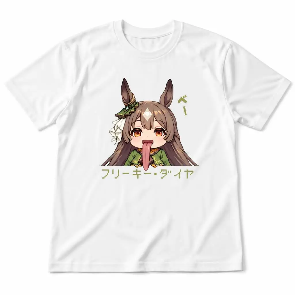 Freaky Satono Diamond Long Tongue Meme Umamusume Men T Shirt 100% Cotton Clothing Fun Short Sleeve Tee Gift T-Shirts