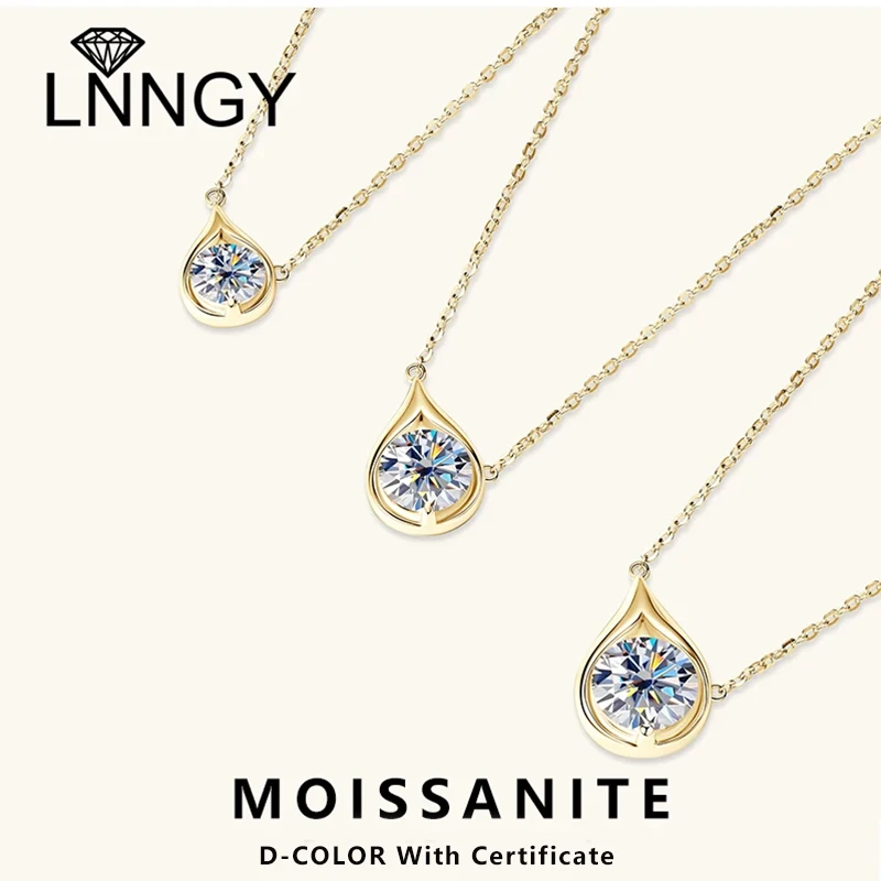 

Lnngy воротник Plata стерлингового серебра 925 пробы ожерелья с подвеской-капелькой сертифицированное 1CT-3CT муассанит ожерелье для женщин ювелирные изделия