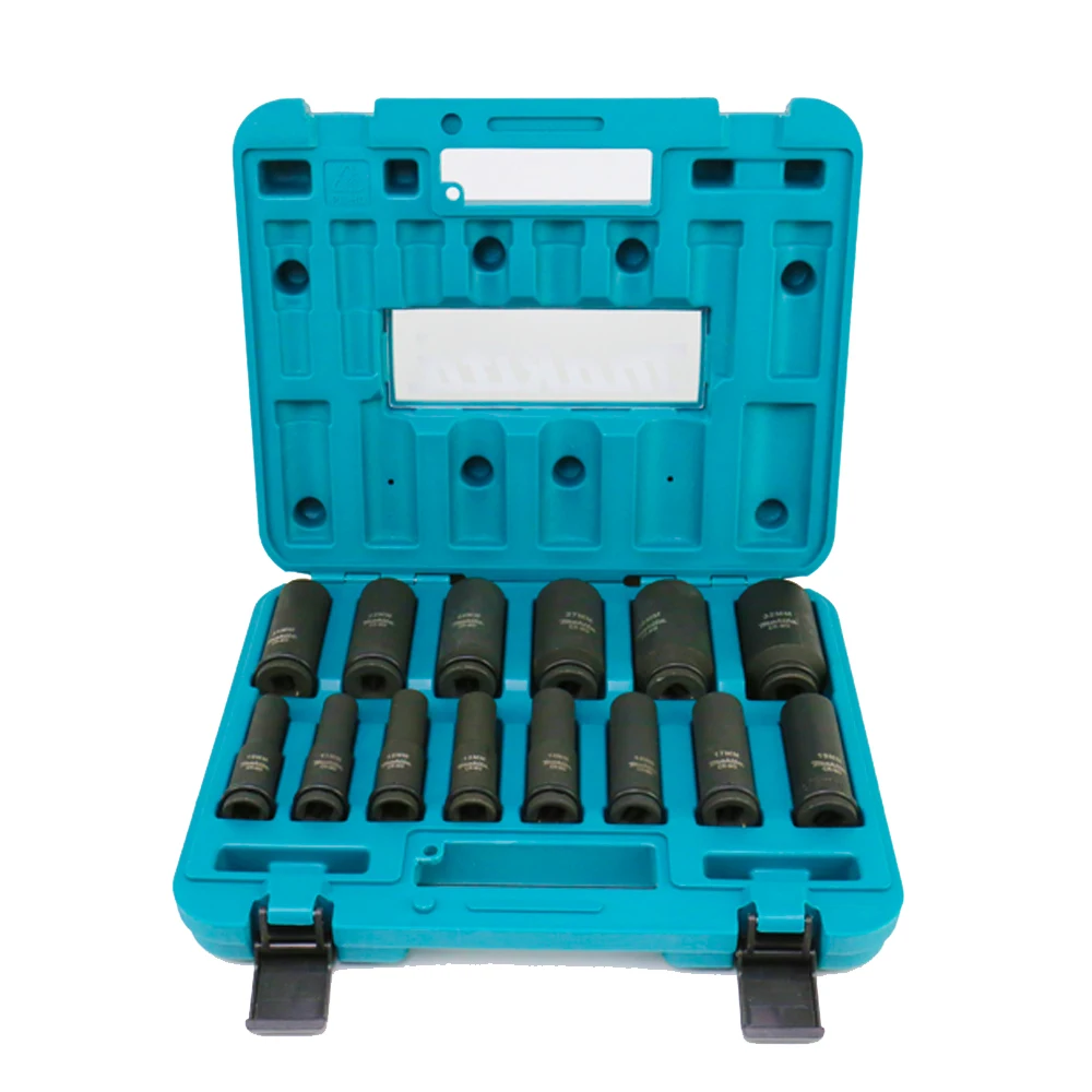 Japan Makita Electric Car Repair Tool Accessories 1/2 Electric Pneumatic Impact Wrench Extended Length Hex Nut 14PCS Socket Set