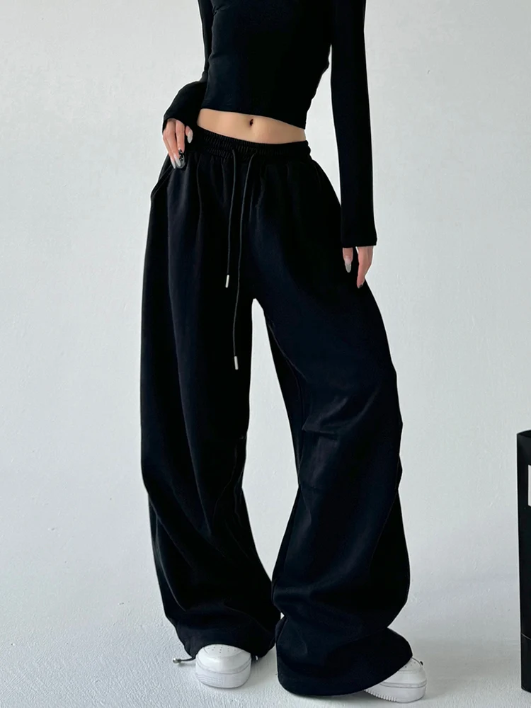Bla Casual Pants Women's Spring Autumn Loose Wide Leg Cuffed Hiphop Workwear Straight Loose American Sports Pants