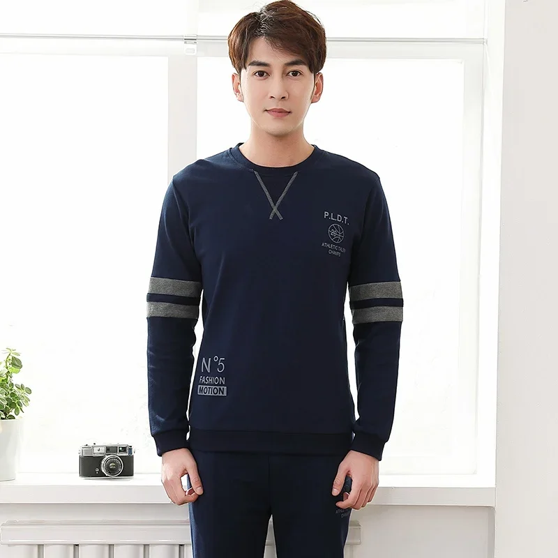 2024 Autumn Long Sleeve 100% Cotton Pajamas Sets for Men Korean Loose High Quality Sleepwear Pyjamas Male Homewear Home Clothes