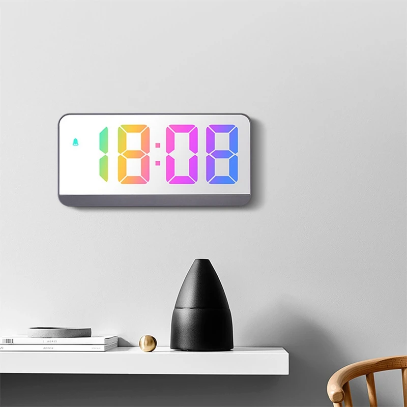 Digital Alarm Clock Voice Control Teperature Date Snooze Night Mode Table Clock 12/24H Function At Night LED Clock