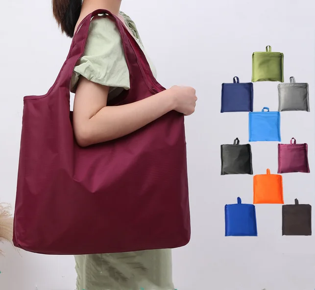 

Shopping Bags Waterproof Foldable Handy Reusable Tote Blue Pouches Recycle Shopper Groceries Storage Handbag Useful Beach Bags