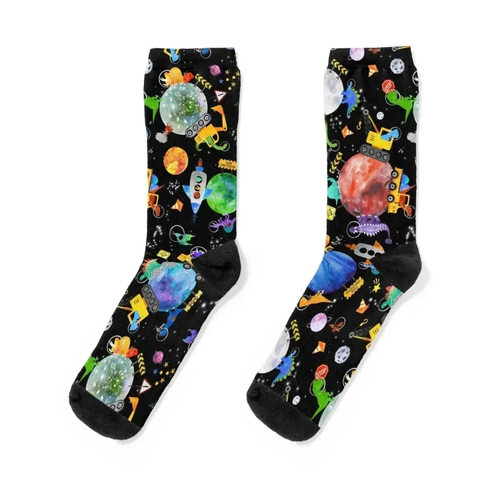 

Dinosaur Space Crew Galaxy Construction Socks bright garter Run professional running Christmas Socks Girl Men's