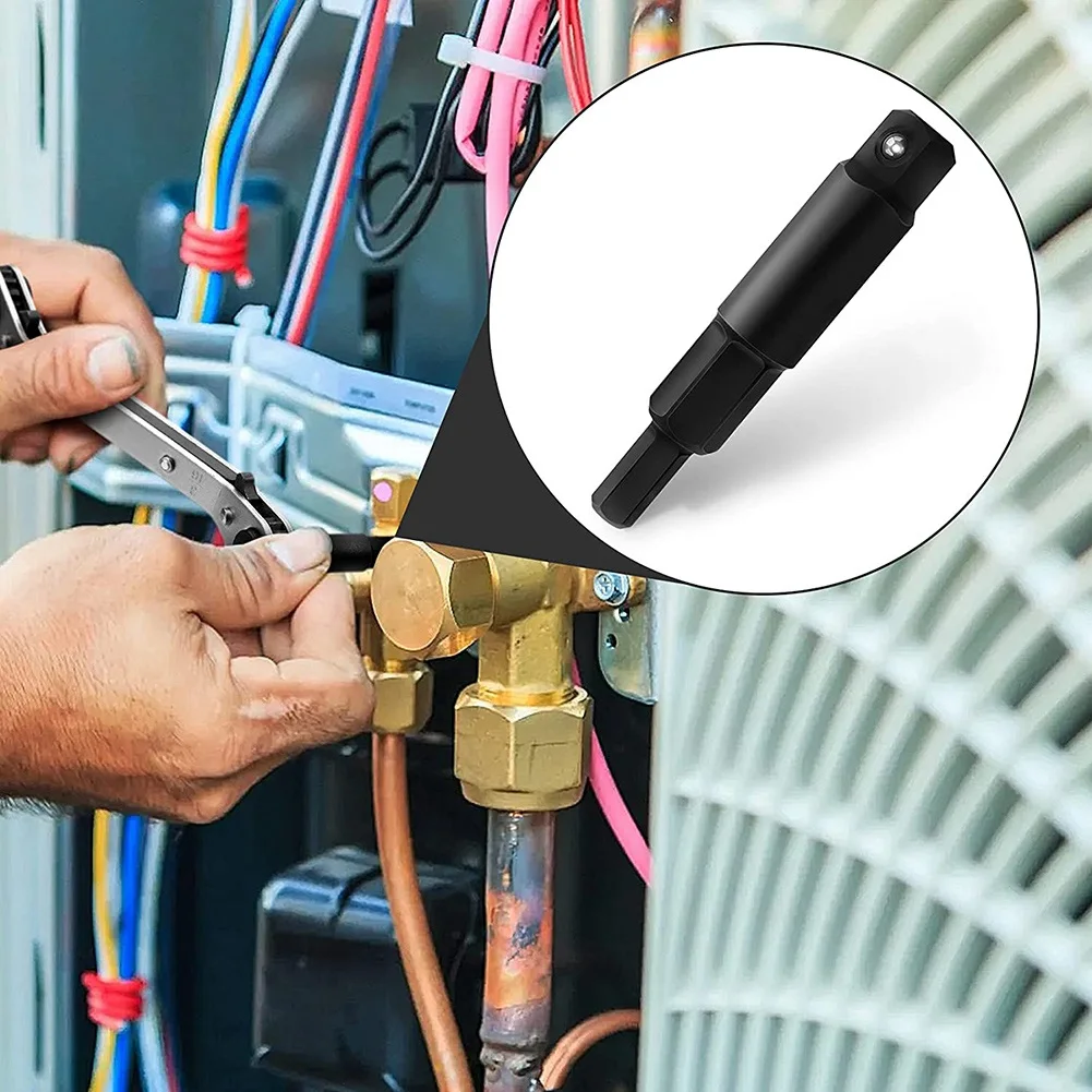 2-pak 3/16 do 5/16 adapter klucza serwisowego z kluczem sześciokątnym, zestaw adapterów do końcówek sześciokątnych z grzechotką, otwieracz zaworu HVAC