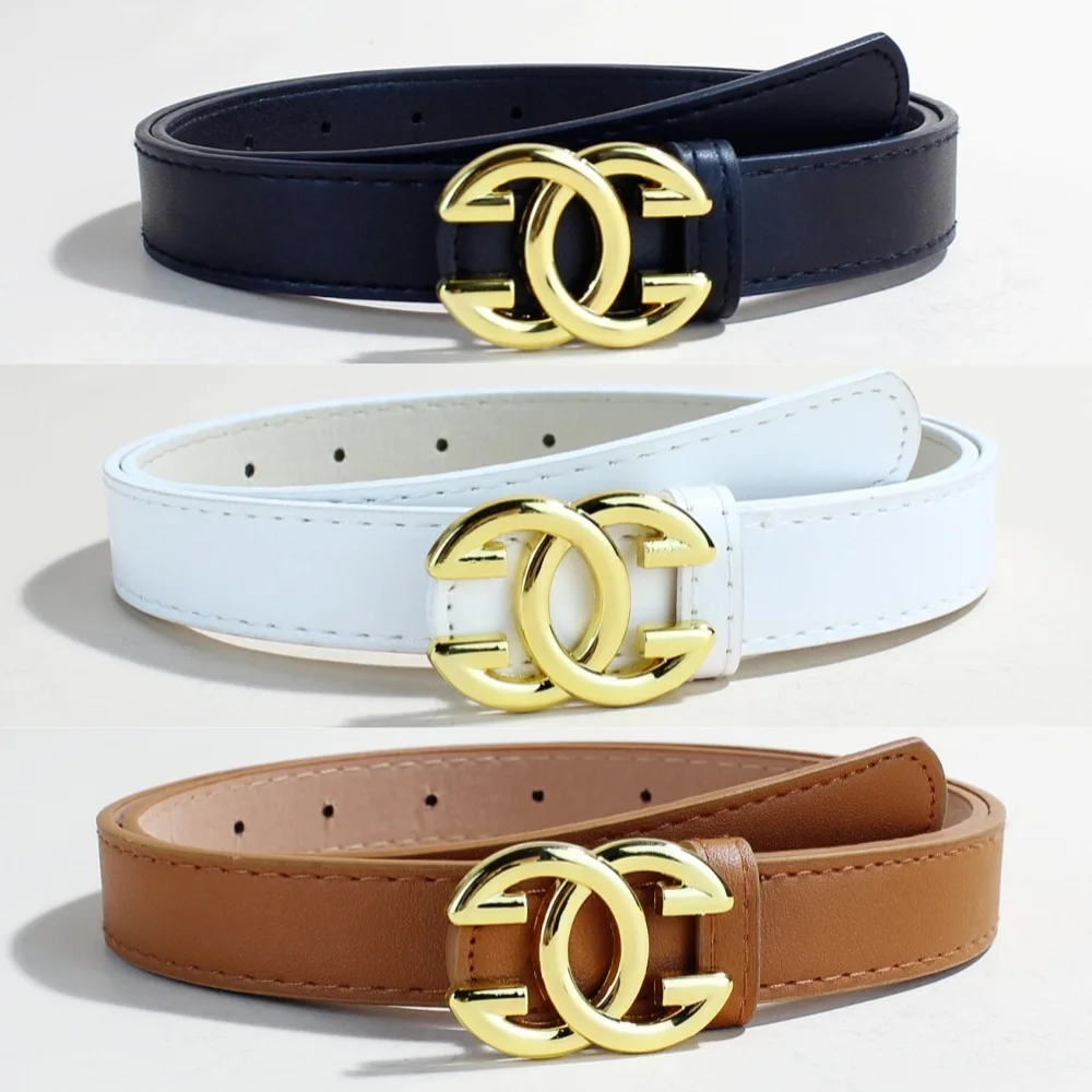 La hebilla de aleación con letras, cinturón versátil duradero y retro, informal moderno y moderno, es un regalo de cinturón para mujeres jóvenes.